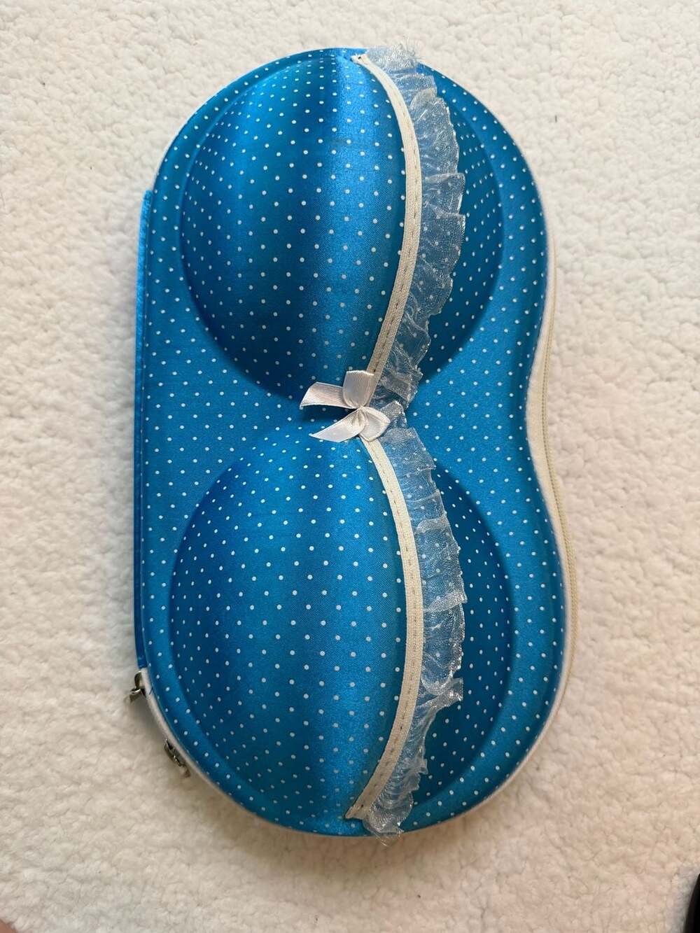 Unbranded Polka Dot Bra Travel Storage Case Blue